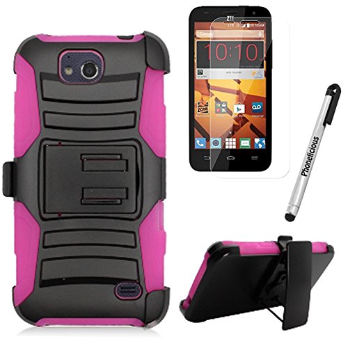 ZTE MAVEN CASE, Phonelicious® For ZTE MAVEN / OVERTURE 2 / FANFARE Xtreme Heavy Duty Hybrid Armor Dual Layer Rhino Kickstand Belt Holster Clip Combo Rugged Case Tuff Robust + LCD Clear Screen Phone Protector Combo & Phonelicious® Pen Stylus (PINK EXTREME) ZTE MAVEN CASE, Phonelicious® For ZTE MAVEN / OVERTURE 2 / FANFARE Xtreme Heavy Duty Hybrid Armor Dual Layer Rhino Kickstand Belt Holster Clip Combo Rugged Case Tuff Robust + LCD Clear Screen Phone Protector Combo & Phonelicious® Pen Stylus (PINK EXTREME)