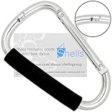 Shells Silver Color Extra-large D-Shape Super-handy Snap Hook Hanger Bags Holder Carrier Mommy Hook Carry Handle With Soft Foam Grip