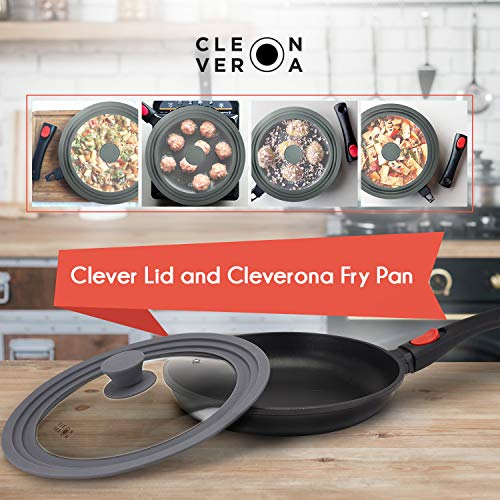 Cleverona Clever Lid - Universal Pan Lid - Large fits 9.5/10/11 inch pans - Dark Grey - Thumbnail 4