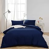 MOONLIGHT20015 Double Duvet Cover Navy Solid 200x200 with 2 Pillowcases view 3