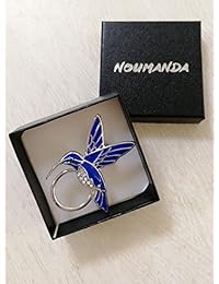 noumanda Nature Jewelry Esmalte Colibrí magnética soporte para anteojos, diseño de esmeralda Pájaro broche