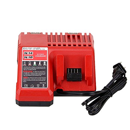 ENERMALL M18 Battery Charger for Milwaukee 14.4V to 18V XC RED Lithium ion 48-11-1852 48-11-1850 48-11-1828 48-11-1815 Cordless Tool Batteries