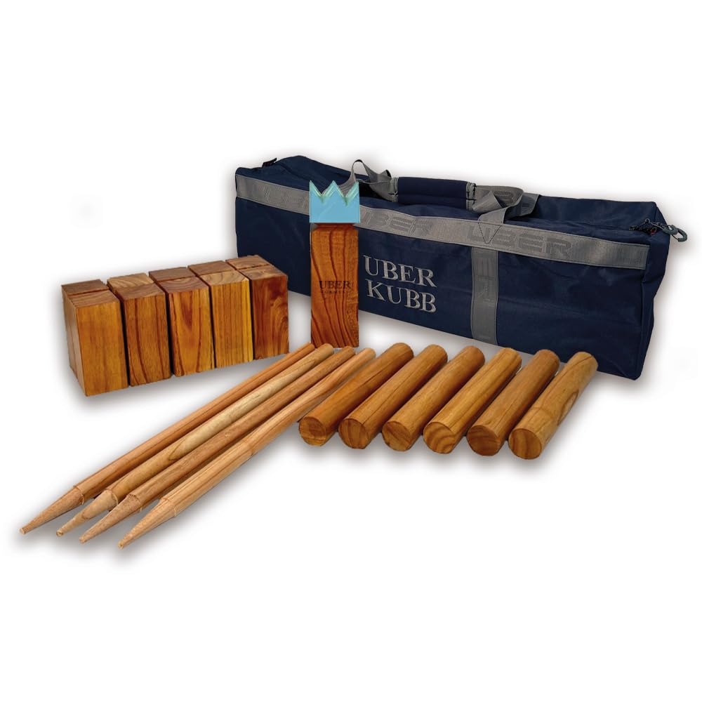 Uber Games - Wooden Kubb Set - Traditional Outdoor Throwing Game - Complete Set with Canvas Bag