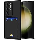 oakxco for Samsung Galaxy S23 Ultra Case with Card Holder, Cute Silicone Wallet Phone Case with Credit Card Slot, Soft Rubber Thin Slim Purse for Women Men with Camera Cover Protection, Black