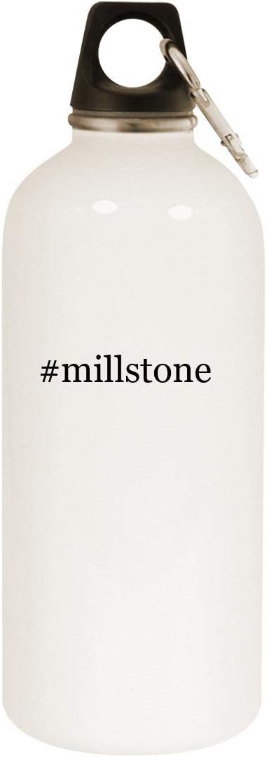 #millstone - 20oz Hashtag Stainless Steel White Water Bottle with Carabiner, White