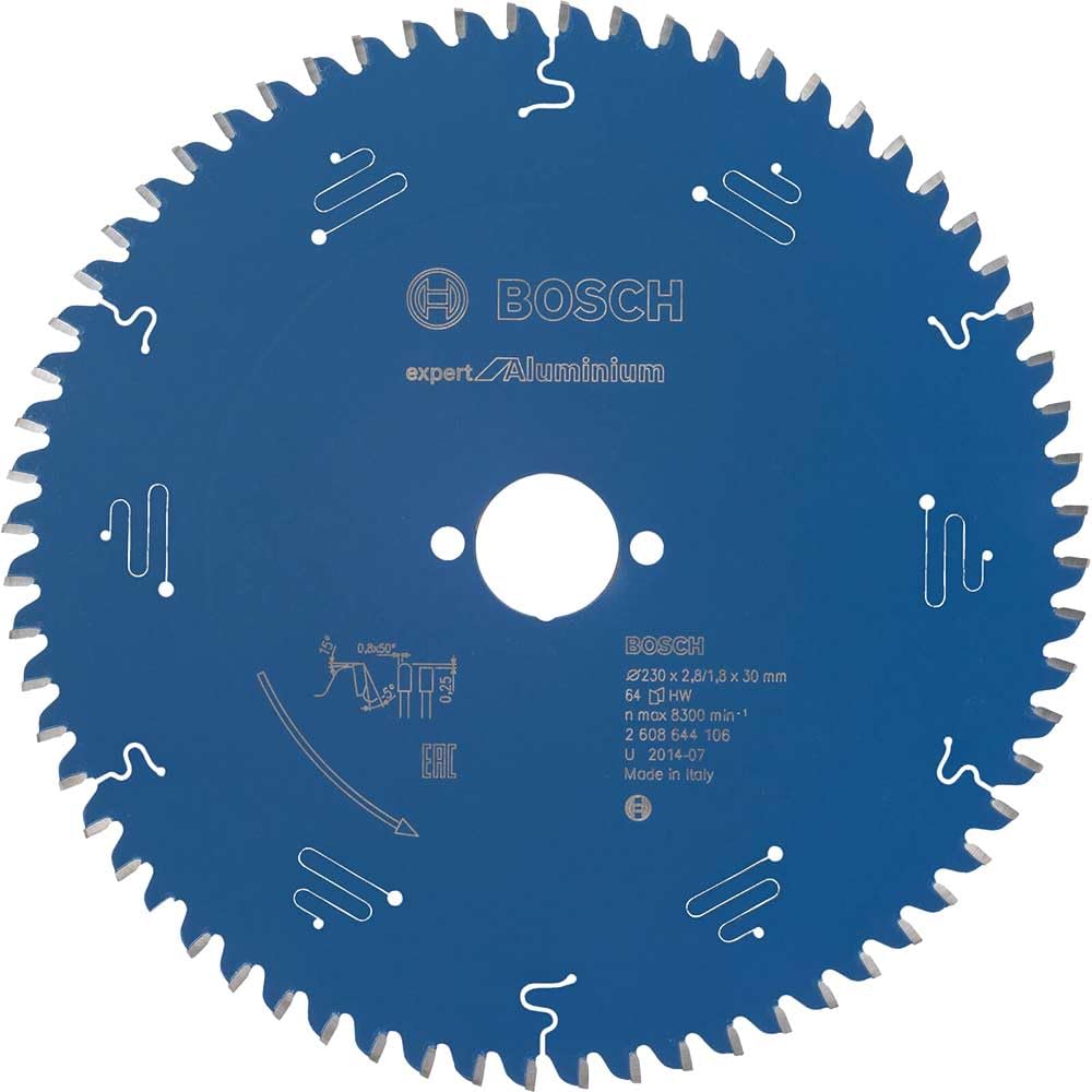 Bosch 2608644106 64T "Expert" Circular Saw Blade for Aluminium, Blue, 230 x 30 x 2.8 mm
