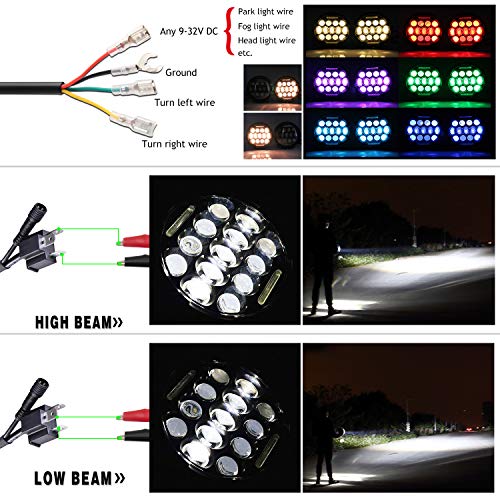 image for UNI-SHINE 7 inch RGB LED Headlight Angel Eyes E-MARK Approved 6000K Mu
