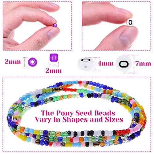 image for Beads for Bracelets, Cridoz 2800 Pcs 4mm Small Pony Beads with 1200 Pc