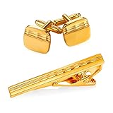 Men 18K Gold Plated Shirt Studs Square Wave Grain