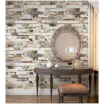 HaokHome 91301 Faux 3d Brick Wallpaper Textured Brick Wallpaper Roll Beige/Grey/Brown 20.8