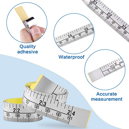 KONUNUS 5 Packs 24 Inch SelfAdhesive Measuring Tape, Double Scale Stick on Workbench Ruler