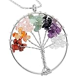 SUNYIK Tumbled Stone Tree of Life Pendant,Handmade Wire Wrapped Heaing Jewelry