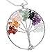 SUNYIK Tumbled Stone Tree of Life Pendant,Handmade Wire Wrapped Heaing Jewelry
