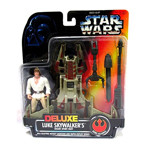Star Wars Power of the Force Orange Card Deluxe Luke Skywalker and Desert Sport Skiff 3.75 Inches