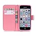 iPhone 5C Case,iPhone 5C Wallet Case,5C Case,CASELAND Flip Cover Wallet PU Leather with Stand + Lanyard Case for iPhone 5C - Lotus