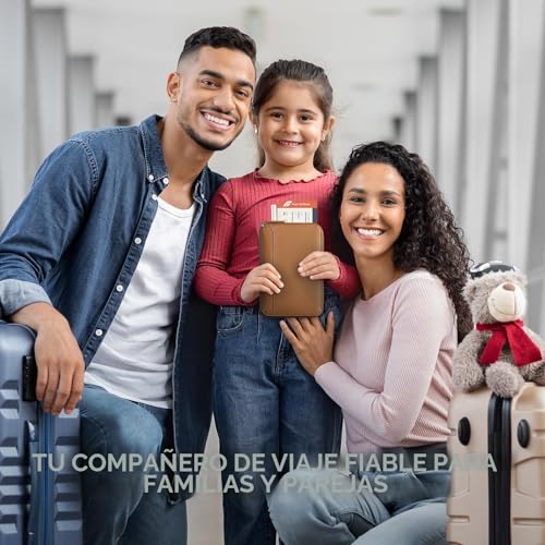 VULKIT Leather Family Passport Holder for 4-6 Passports, Premium Document Organizer Case, Large Travel Wallet for Couples and Families.