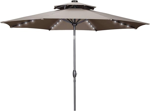 Amazon Com Outdoor Basic 2 Tiers Vented 10ft Patio Umbrella Lights Market Table Umbrella Offset Tilt With Crank Handle Coffee Garden Outdoor
