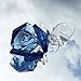 Crystal Rose Flower,Glass Rose Paperweight Figurine Collectible Statue Wedding Table Centerpiece Ornament,Blue Rose