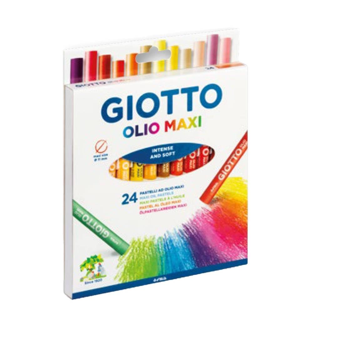 GIOTTO Olio Maxi Oil Pastel Set for Children, 24 Assorted Colours, Large Kids Artist Pastels, For Home and Schools