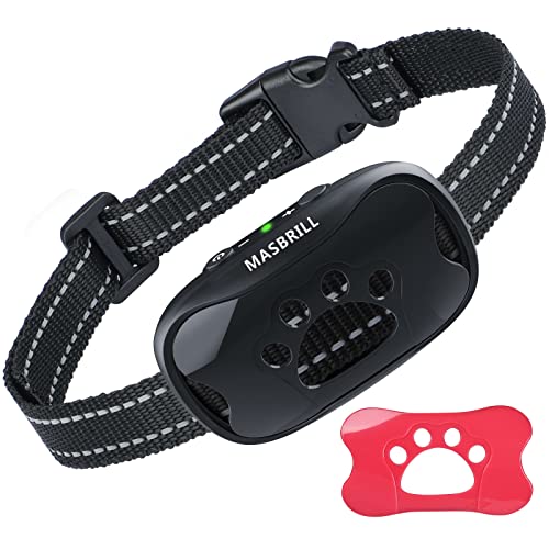MASBRILL Anti Bark Dog Collar Rechargeable for Small Medium Large Dogs (Black)