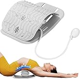 Ergonomic Lumbar Support Board, Lower Back Stretcher Adjustable Air Compression Mat Spinal Decompression Device, Back Stretcher for Lower Back Pain Relief,Ideal for Adults at Home or Work(grey)
