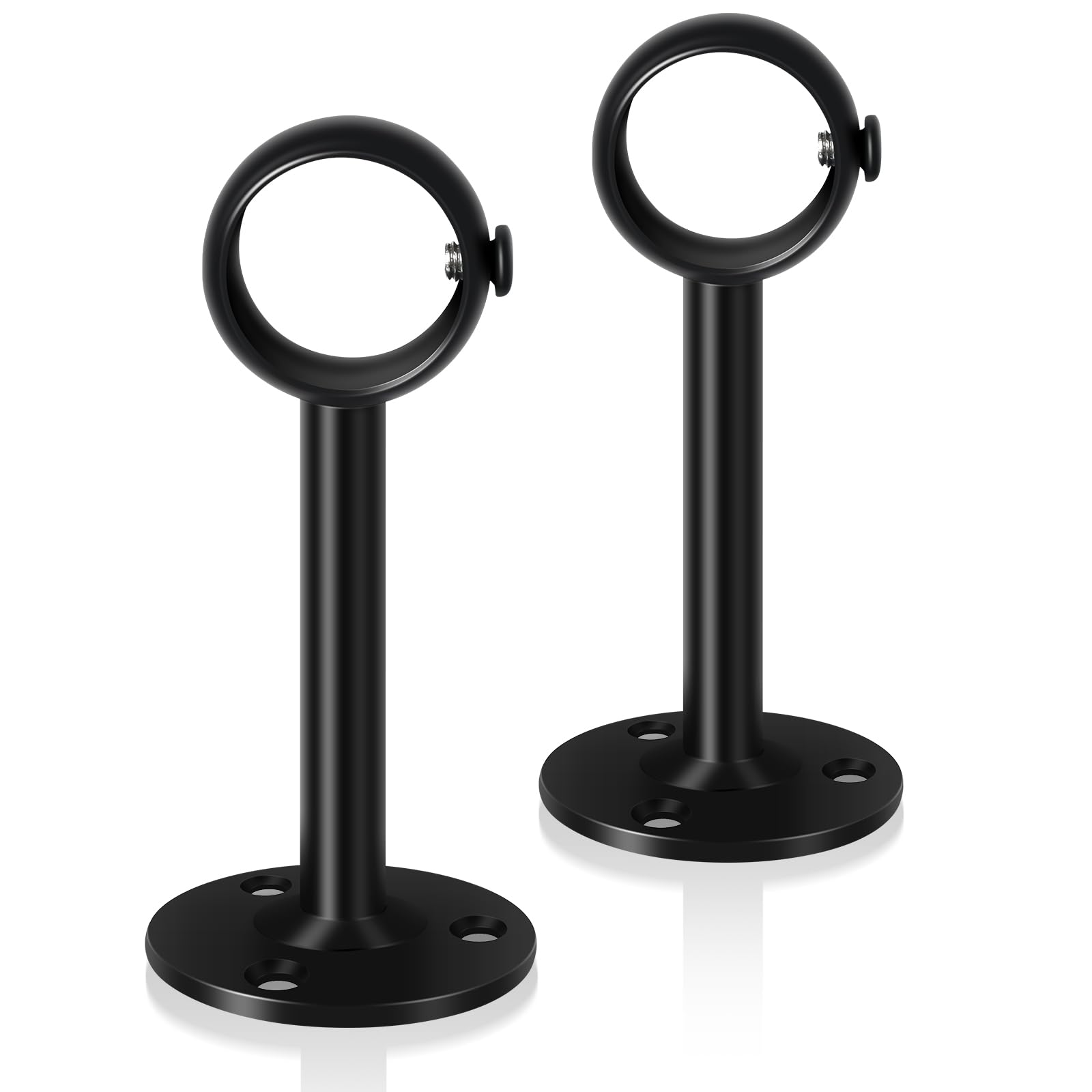 TOKPLNU Ceiling Curtain Pole Brackets, 33mm Black Curtain Rail Bracket Heavy Duty Stainless Steel Drapery Rod Holder Closet Wardrobe Pole Support Ceiling Brackets for Poles, 2 Pack
