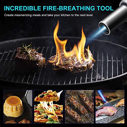 YIYATOO Professional Kitchen Torch Quality (Butane Gas Not Included) for Home Chef's Kitchen for Searing Food, Meat, Crème Brule | Adjustable Flame (MAX 2372°F) - for Cooking, Baking, BBQ, Home Use - Thumbnail 5