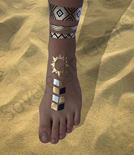 6 Metallic+Temporary+Tattoos+Women+Teens