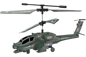 KJIXYUNG Remote Control RC Helicopter for Kids with Light and Sound, Diecast Military Attack Helicopter, Army Style Model Airplane for Military Lovers to Collect and Gift