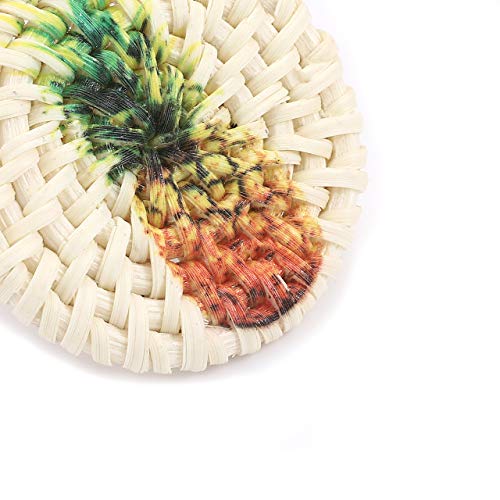 CEALXHENY Rattan Earrings Straw Wicker Braid Earrings Tropical Fruit Print Drop Dangle Earrings Handmade Statement Earrings for Women Girls (Pineapple)