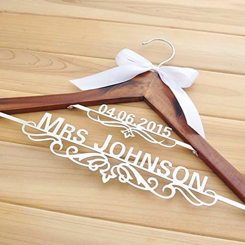 Personalized Wedding Hanger with Date, Custom Bridal Bride Bridesmaid Name Hanger, Custom Wedding Hanger with Bow, Personalized Wedding Dress Hanger