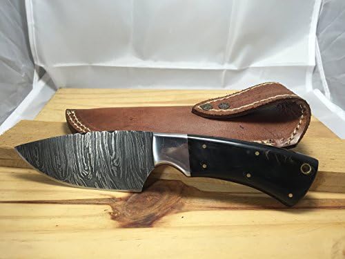 Olympus Blades Hand Made Damascus Hunting Knife - Horn Handle