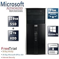 HP Pro 6200 MiniTower Business High Performance Desktop PC (Intel Core i5-2400 3.1GB Quad Core,8GB DDR3,120GB SSD+2TB,DVD-ROM,DP to DVI Cable,Windows 10 Home)(Certified Refurbished)