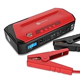 Portable Jump Starter, iClever 600amp Peak 18000mAh Car Jumper with Smart Charging Port, Compass, LCD Screen and LED Light