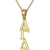 King Greek Alpha Gamma Delta Necklace with 18 Inch Chain - Gold Plating Sterling Silver