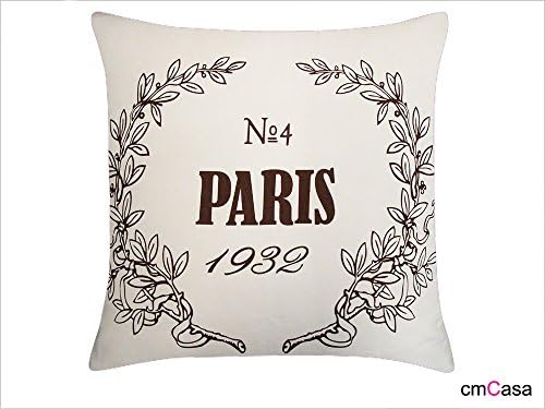cmCasa[3274]18x18 Inch Cotton Canvas Decorative Throw Pillow Cover Cushion Case, Minimalist Design With Paris