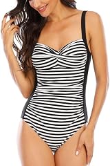 WIN.MAX One Piece Swimsuit Tummy Control Ruched Padded Plus Size C-DD Cup