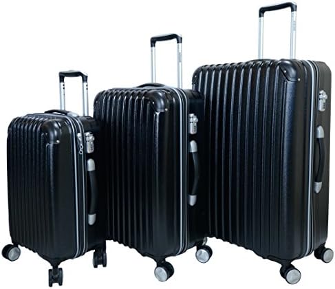 Morano 3-Piece Hard Suitcase Spinning Luggage Set (28" 24" 20", Black)