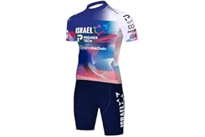 BEYLEAYCAU Men's summer cycling set Quick-drying short-sleeved jersey with full-length zipper and gel-padded shorts