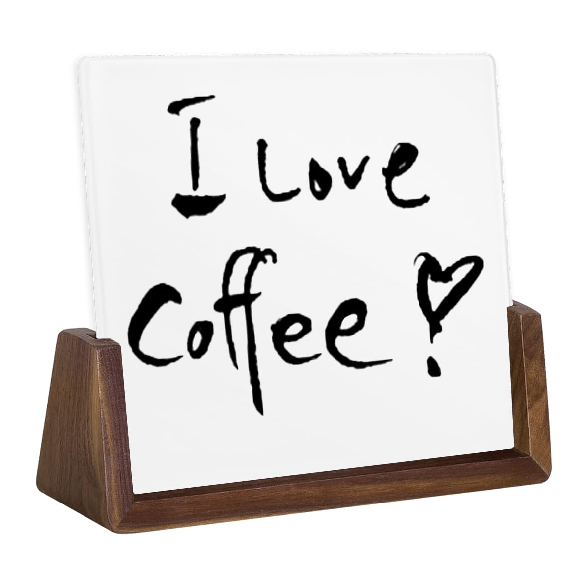 Umtiti White Glass Dry Erase Board with Solid Wood Base, Desktop Memo Whiteboard, Writing Note Pad, Mini Glass White Board for Tabletop Display(Glass1518-Walnut) — image 1