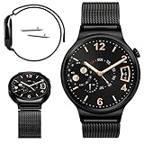 Huawei Watch Band, No1seller 18mm Magnetic Milanese Loop Stainless Steel Magnet Closure Lock Bracelet Strap Band Watch Band For Huawei Watch 2015 (Black)