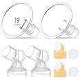 Maymom Brand 2X Two-Piece Small Breastshield with Valve, Membrane and Maymom Connector,Compatible with Medela Breast Pumps Top Hole Version. (19 mm) Detachable Clear