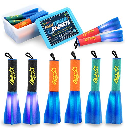 ZaxiDeel 8 Pack LED Foam Finger Rocket Launchers for Kids and Adults