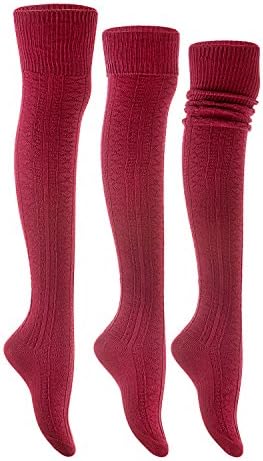 Women's 3 Pairs Thigh High Cotton Socks JM1025 Size 6-9