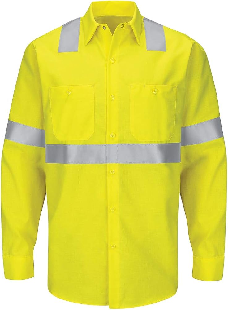 Red Kap Men's Hi-vis Colorblock Ripstop Work Shirt-Type R, Class 2: Clothing