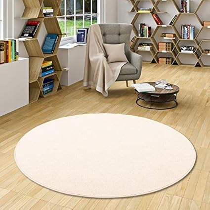 Unbekannt Natur Teppich Wolle Berber Weiss Rund in 7 Größen