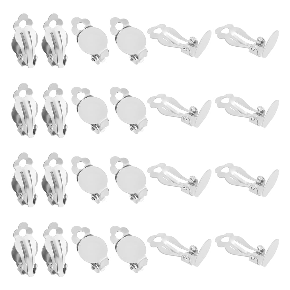 UNICRAFTALE 60Pcs 19.5mm Long 316 Stainless Steel Clip-On Stud Earring Findings Metal Flat Round Blank Clip-on Earring Clip-On Earring Converter Flat Earring Pads for Earring Making — image 1