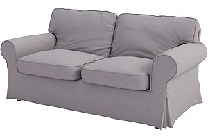 HOMETOWN MARKET The Heavy Cotton Ektorp Sofa Cover Replacement is Made Compatible for IKEA Ektorp Sofa Loveseat (Light Gray Loveseat)