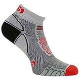 Eurosocks Sprint Silver Running Low Cut  Ultralight Weight Socks with Plantar Compression (Pair), Grey/Red, Large