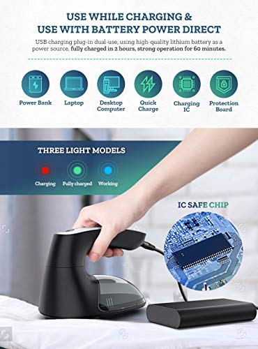 Sweater Fabric Shaver with 2 Replaceable 6-Leaf Blades, FETY Rechargeable Clothes Defuzzer Electric Lint Fuzz Pills Remover, Triple Protection & 60 Minutes Working, Trimmer Effectively Faster by 60% - Thumbnail 2